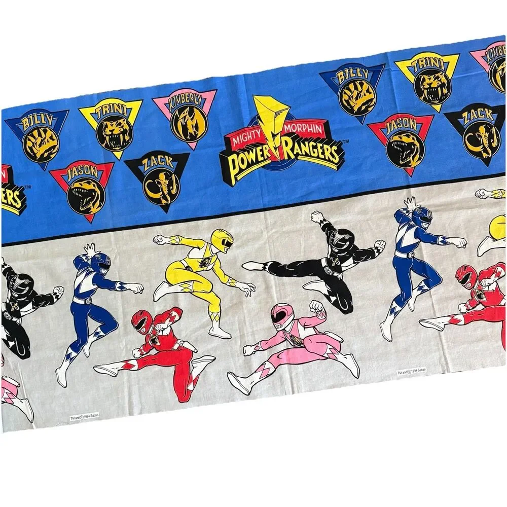 Vtg 90s Power Rangers Fabric Panel Remnant Saban Crafting Material 88